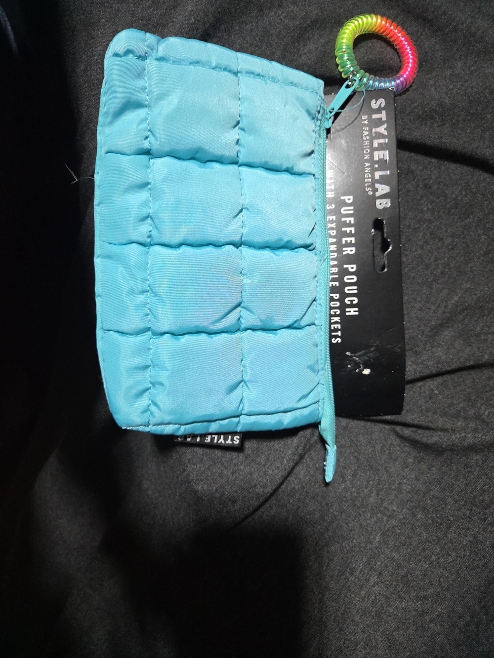 Fashion Angels Style.Lab Puffer Pouch Makeup Bag Blue Expandable Pockets